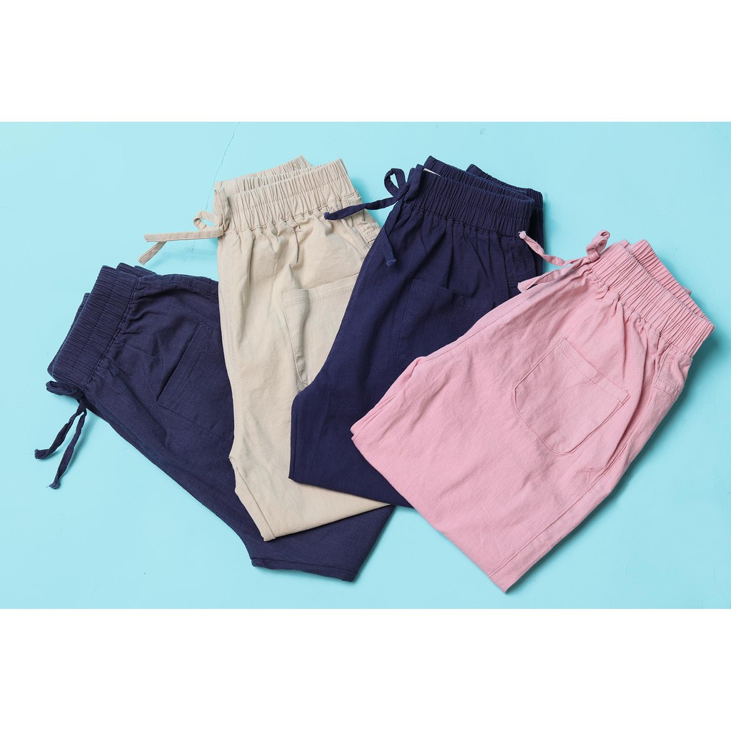 Quần dài kaki đũi thu đông bo gấu, buộc dây bé gái size 5-9T, cho bé từ 17-40kg. Chất kaki đũi dày dặn, không nhăn