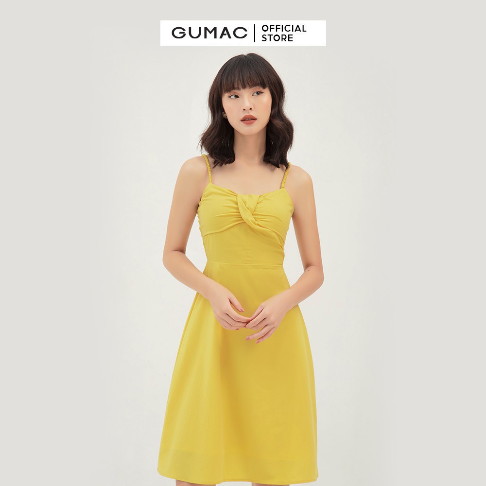 Đầm nữ hai dây GUMAC xếp ngực quyến rũ, dáng ôm body đủ màu đủ size DB311