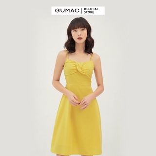 Đầm nữ hai dây GUMAC xếp ngực quyến rũ, dáng ôm body đủ màu đủ size DB311