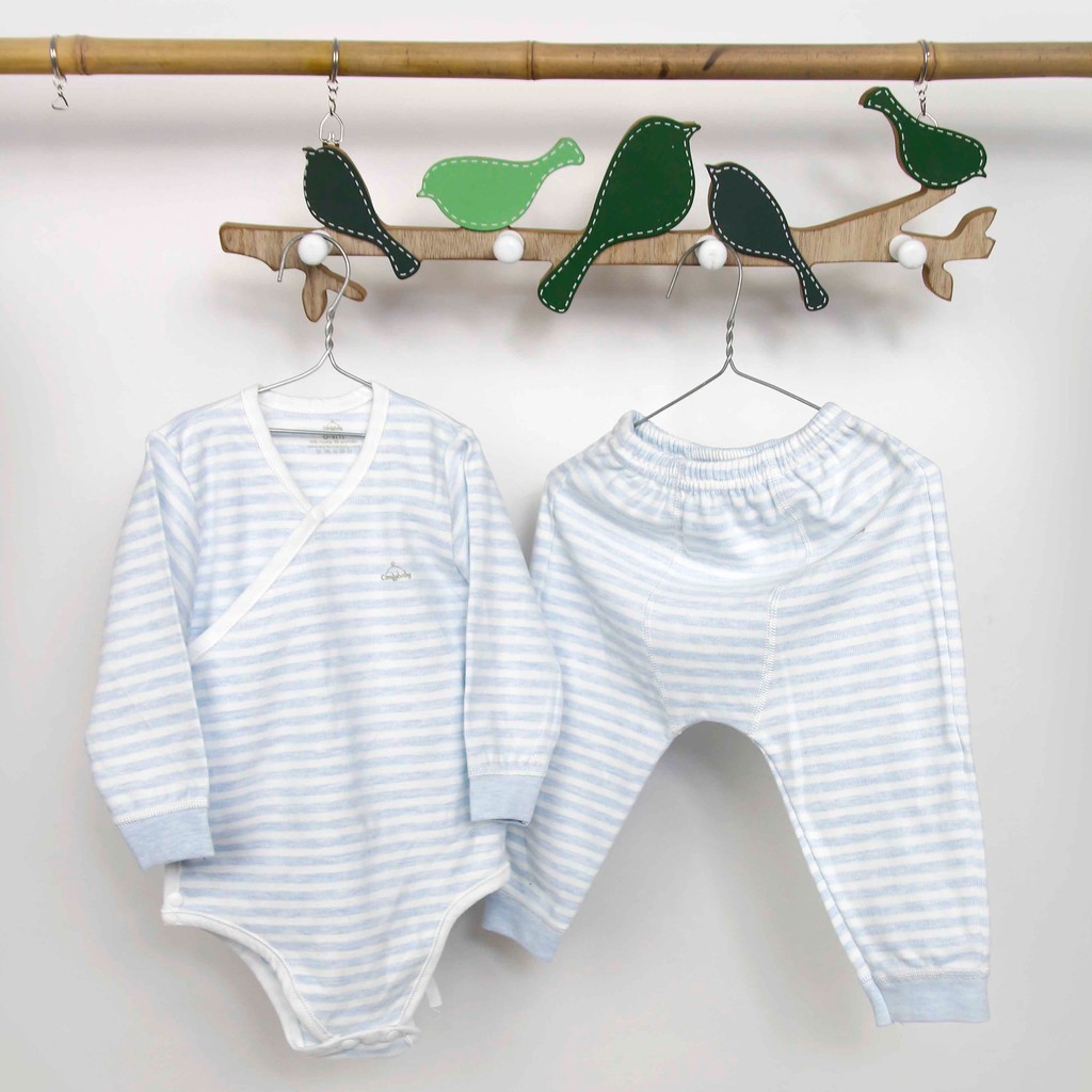 Set bodysuit giữ ấm ngực dài tay kèm quần rời 100% Cotton cho bé ComfyBaby size từ 3-12 tháng hàng chính hãng