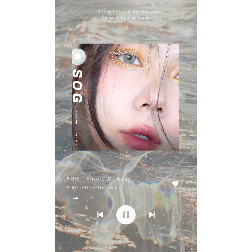 Kính Áp Tròng/ Lens mắt xám siêu tây Silicone Hydrogel VIP SOG 14.2 độ cận 0