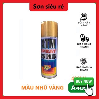 Sơn xịt atm a400-sơn màu nhũ, vàng đồng, 400ml