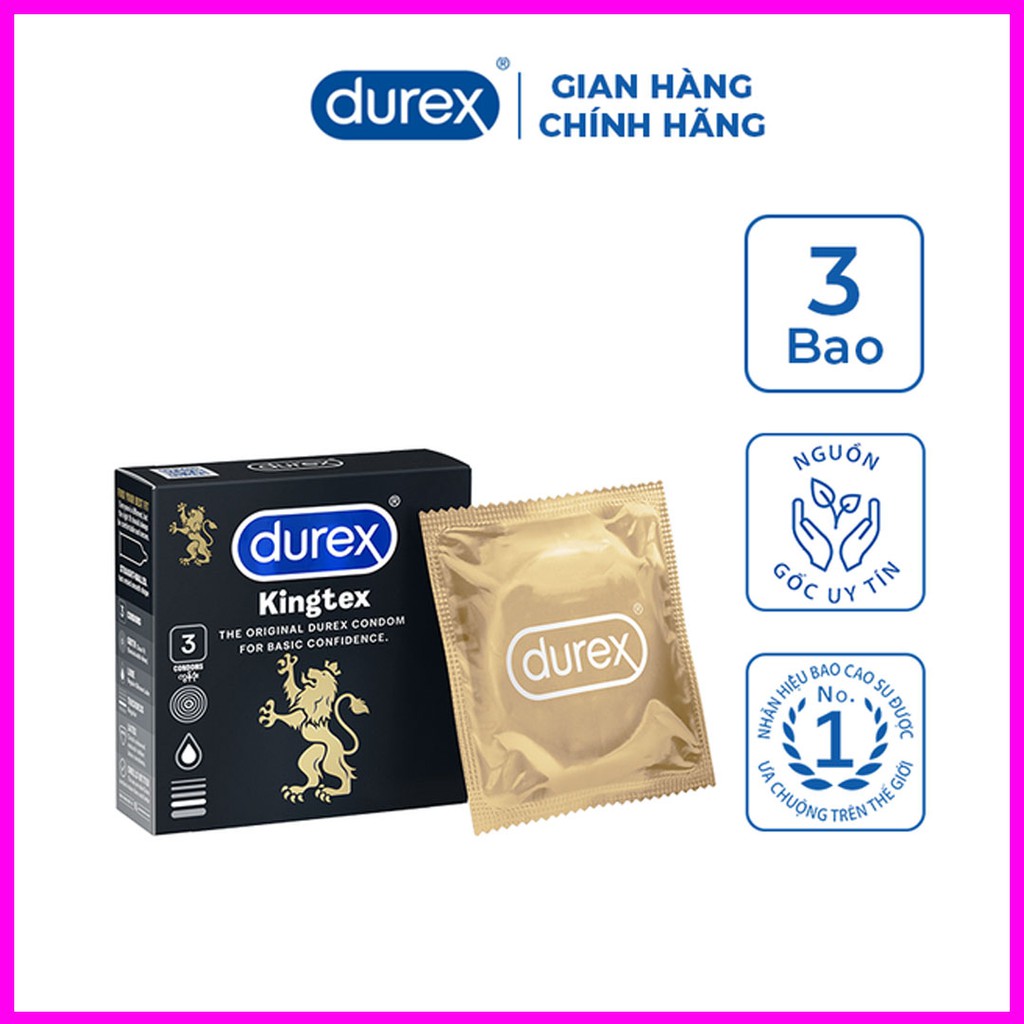 [Durex Kingtex] Bao Cao Su Durex Kingtex size 49mm Chính Hãng Giúp Ôm Sát, Tăng Khoái Cảm Cuộc Yêu [CHE TÊN 100%]