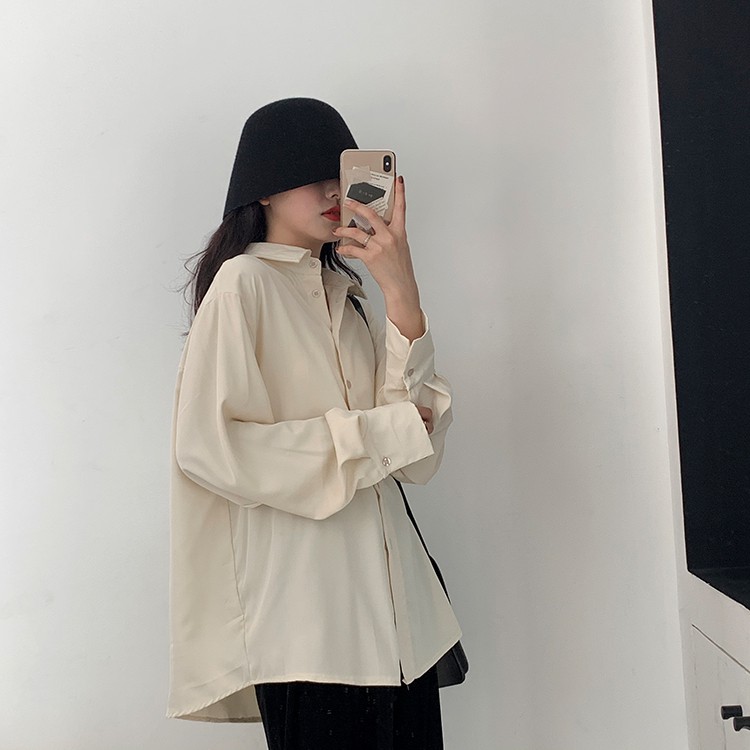 Sơ mi basic màu beige Freesize - WOG