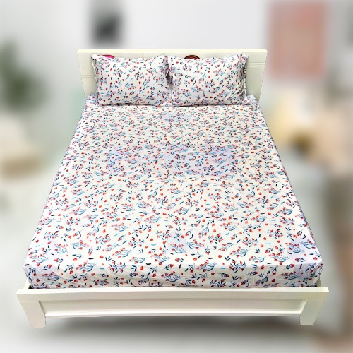 Bộ Chăn Ga Giường Accasa 03-05 Món Cotton Poly Flower SHY SHY NECTAR 550 Sợi Chống Phai Nhăn Xù Lông Malaysia Chính Hãng