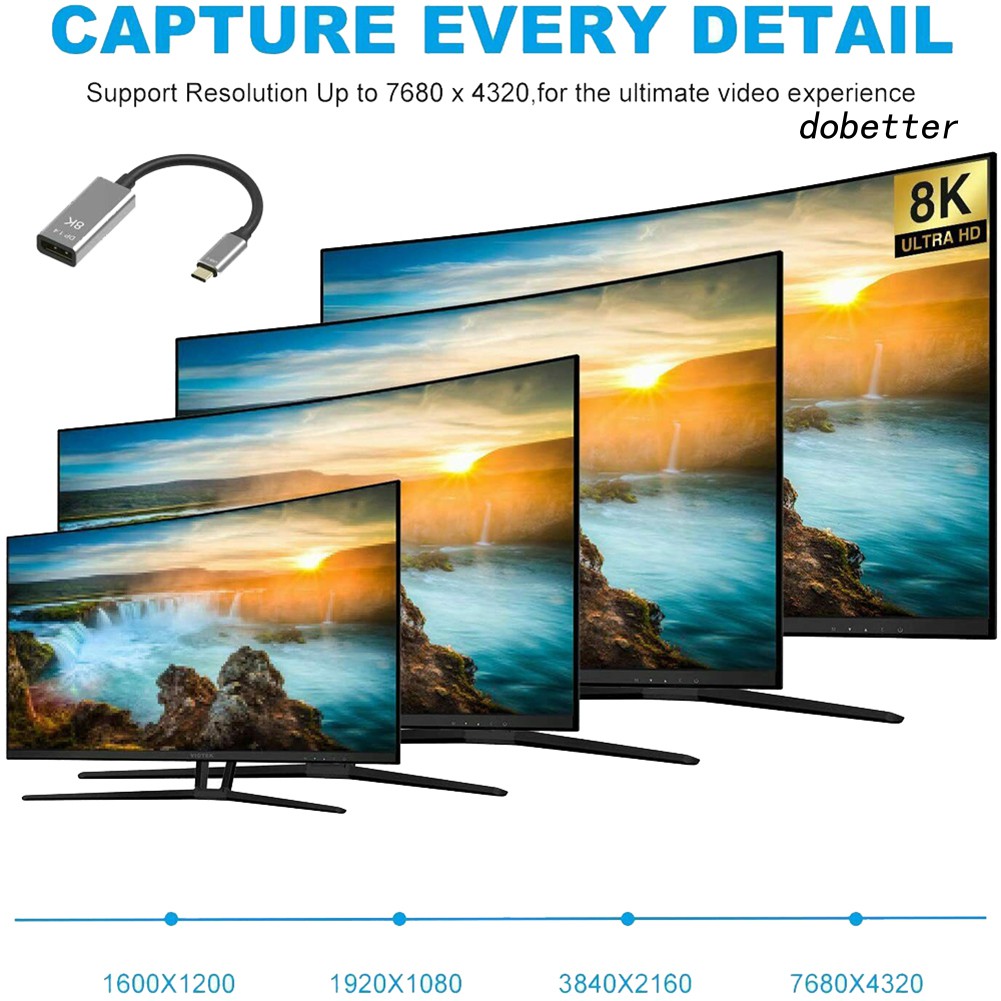Cáp chuyển đổi USB Type C sang Displayport 8K 144Hz cho máy tính xách tay/ máy chiếu TV PC