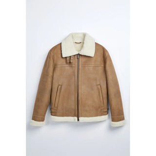 ÁO KHOÁC DA LỘN ZARA MAN LÓT LÔNG MÀU NÂU