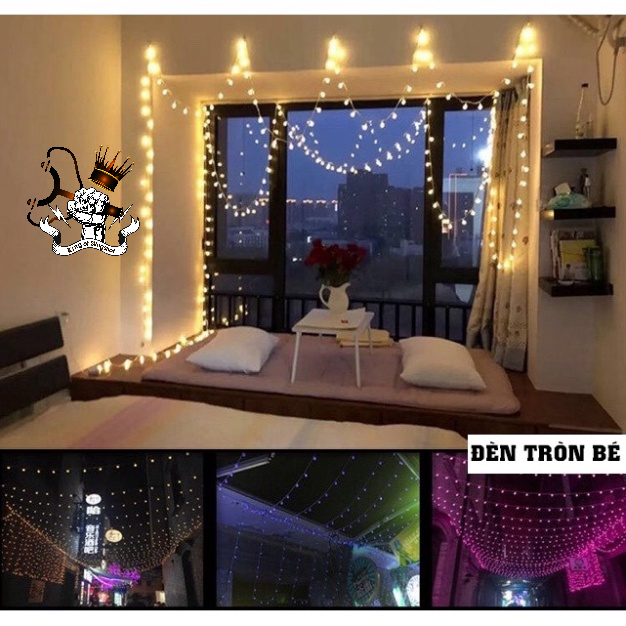 Đèn LED trang trí dây bóng tròn vàng ấm không nháy dùng pin tiện lợi, dùng đi du lịch cắm trại dã ngoại tiện lợi-DCP7