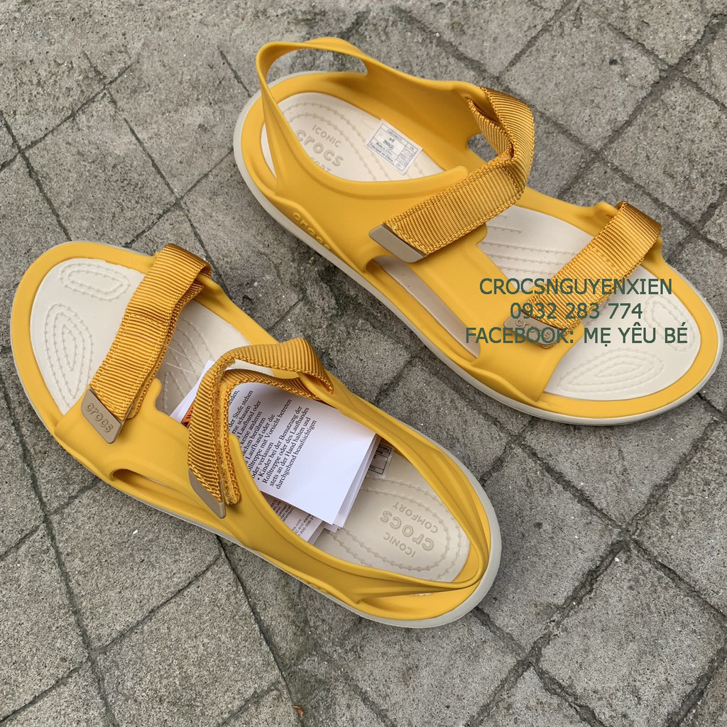 Giày sandal nhựa đi mưa chống hôi chân -Croslite-swiftwater-expedition cho nữ màu vàng