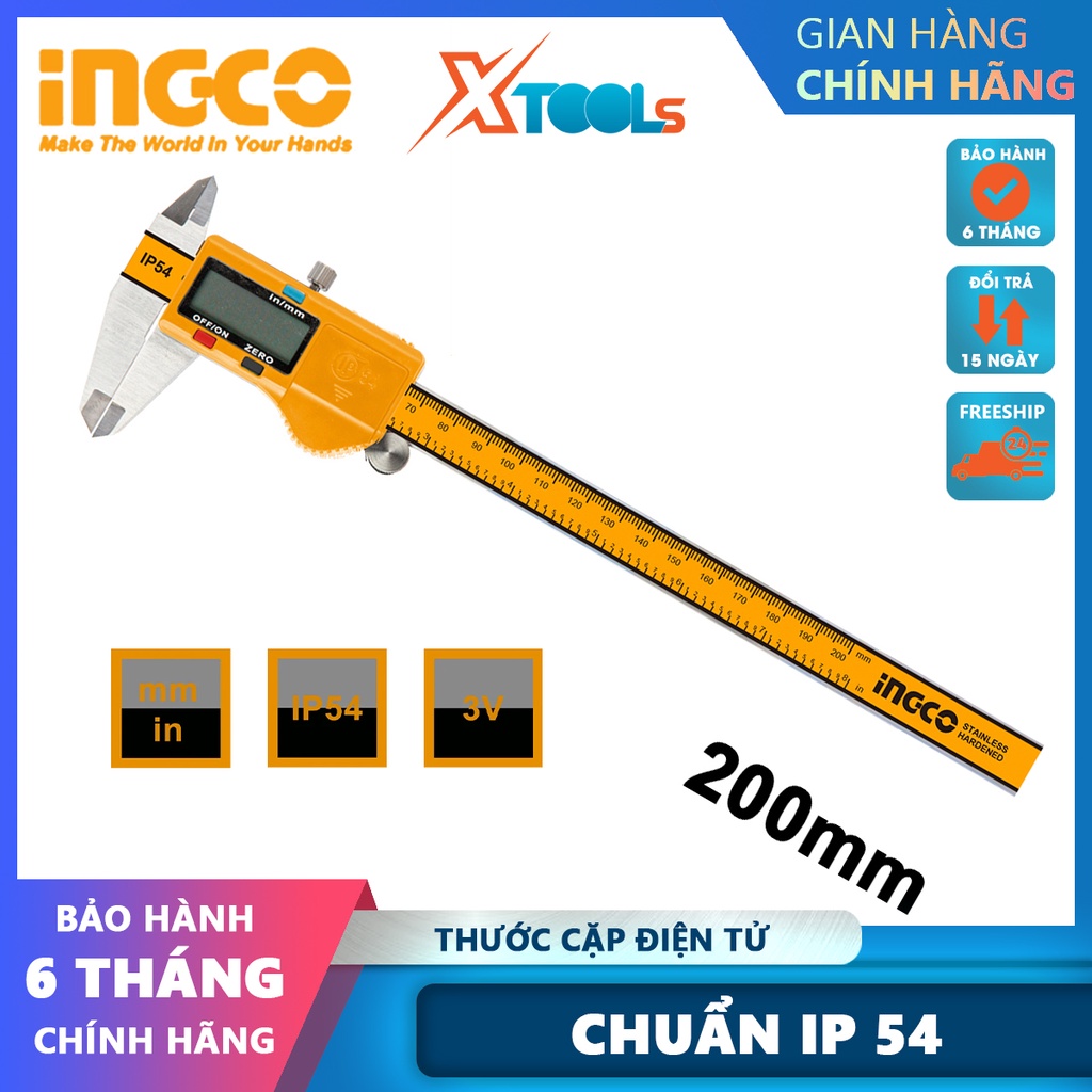 Thước kẹp điện tử HDCD28200 200mm thước đo đường kính điện tử vỏ thước bằng nhựa thay đổi số liệu đo