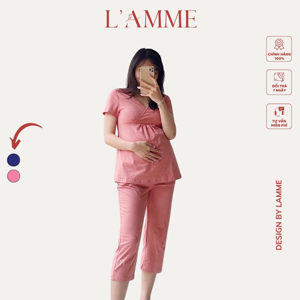 Đồ bộ bầu sau sinh (B10) thiết kế cho bé ti 100% cotton thoáng mát by LAMME