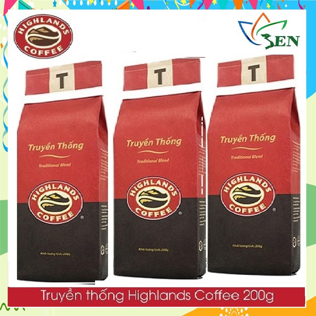 [SenXanh CAFE] Combo 3 gói Cà phê Rang xay Truyền thống Highlands Coffee 200g | BigBuy360 - bigbuy360.vn