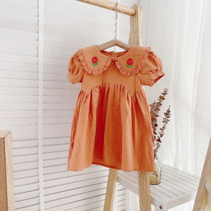 ✓8-22kg✓ Váy cổ sen thêu dáng basic mozi kids cho bé yêu