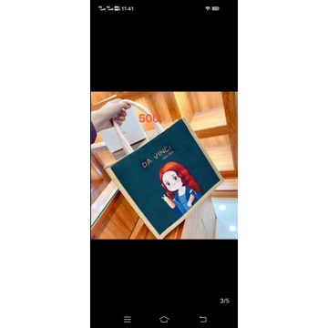 Túi Vải Canvas Mini In Họa Tiết Graffiti Dễ Thương