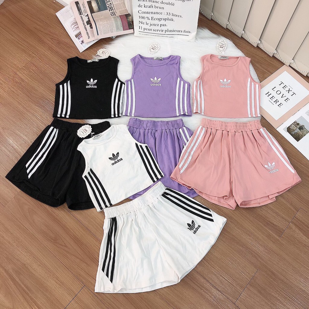 set thể thao áo croptop sát nách quần đùi adi siêu cool hot hit