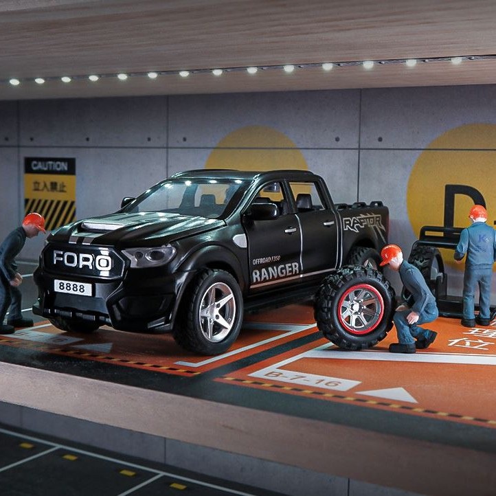 Mô hình xe ô tô FORD RAPTOR F350 tỷ lệ 1:32 khung hợp kim cót chạy đà có đèn âm thanh mô phỏng