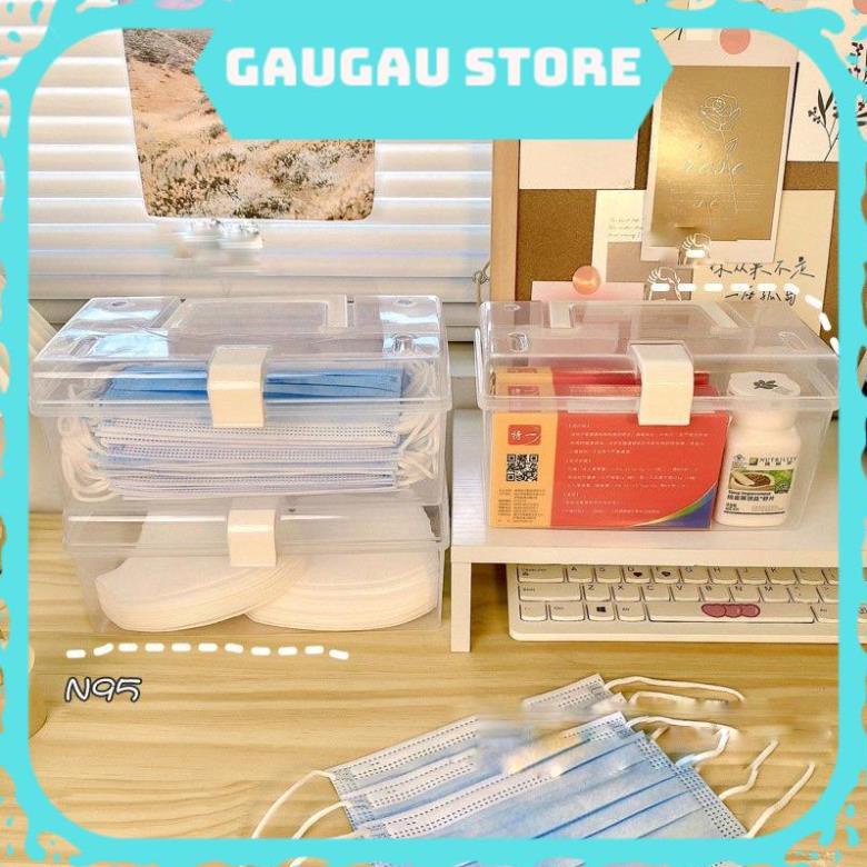 Hộp Đựng Mỹ Phẩm, Khẩu Trang Để Bàn Nắp Lật Trong Suốt Cỡ Lớn Chống Bụi Đa Năng [ Hỏa Tốc, Hàng Loại 1 ]
