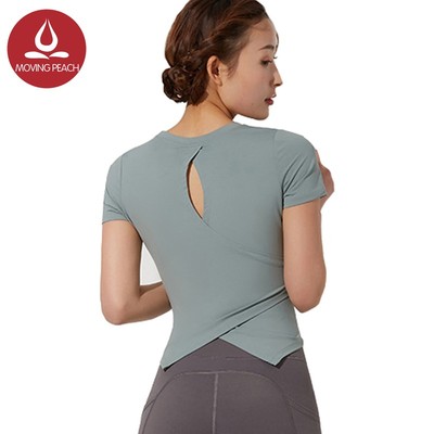 Áo Tay Ngắn MOVING PEACH BTB Cho Nữ Tập Yoga/Thể thao Thân Thiện Với Làn Da