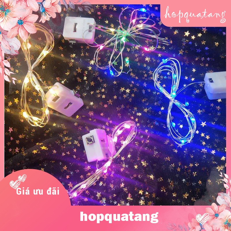 Dây đèn led trang trí fairylight đom đóm có sẵn pin 1m 2m