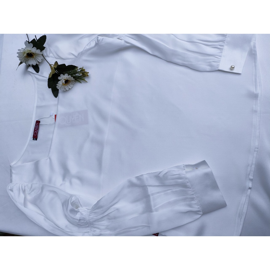 Sơ mi công sở nữ trắng cổ vuông, tay phồng tiểu thư xinh xắn, AA482