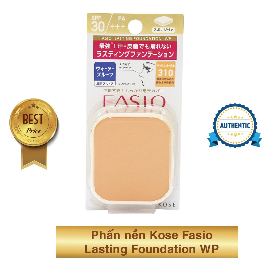 Phấn nền Kose Fasio Powerful Stay UV Foundation (lõi phấn) nội địa Nhật chống nắng, chống nước, mồ hôi SPF 30 PA+++