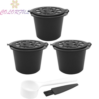 【COLORFUL】Coffee Capsule Cup Filter Pod Refillable Reusable With Spoon And Brush 28*36mm