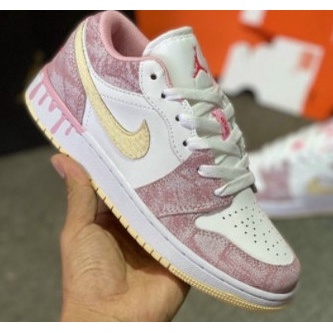 Giày Nữ Cổ Thấp Jordan1 ,Giày Hồng Vảy Sơn Full Box Bill