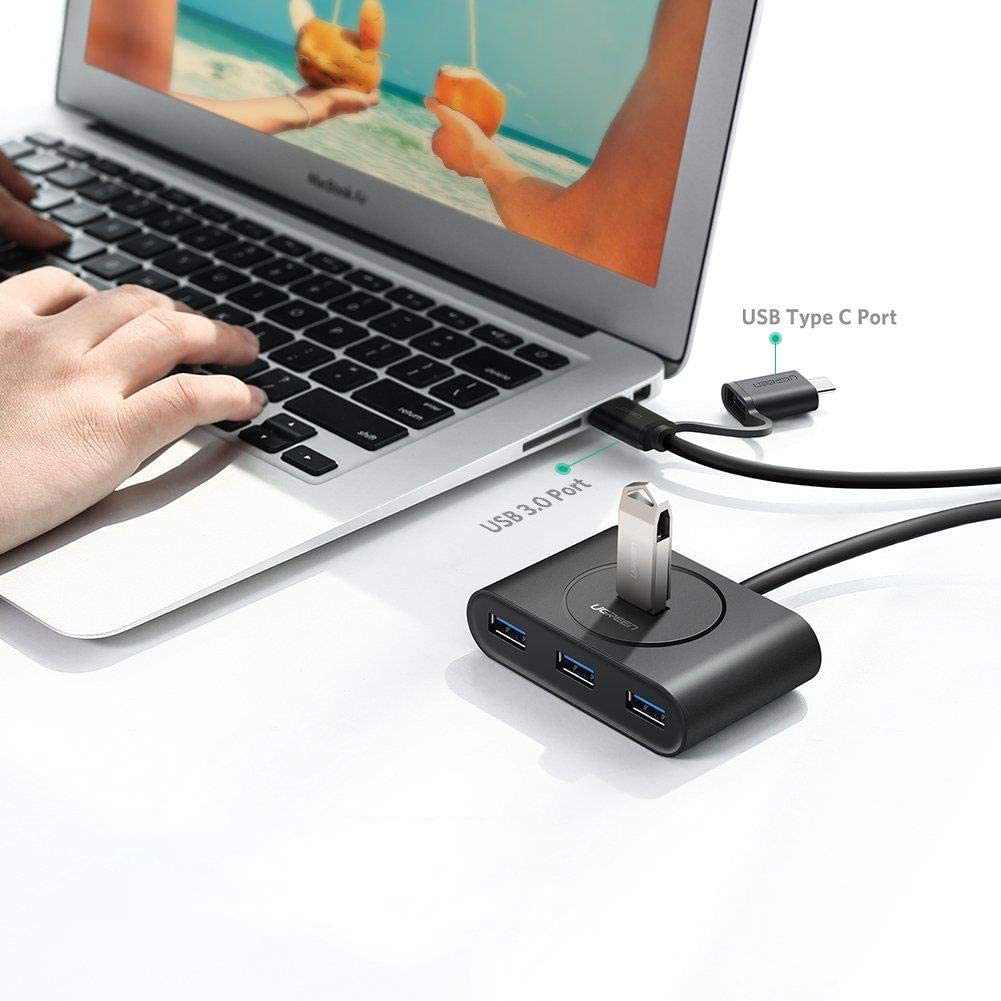 Bộ chia cổng USB 3.0 / USB type C sang 4 cổng USB 3.0 dài 1m UGREEN 40850