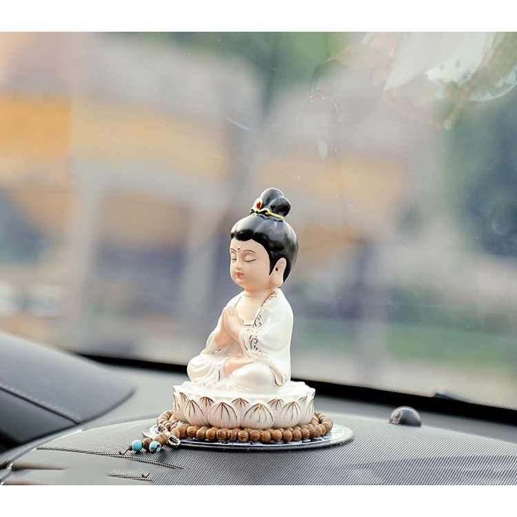 TƯỢNG PHẬT TỌA ĐÀI SEN - Phật Bà gốm trắng