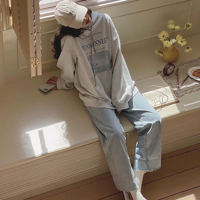 Áo hoodie IELGY in chữ phong cách retro thời trang dành cho nữ