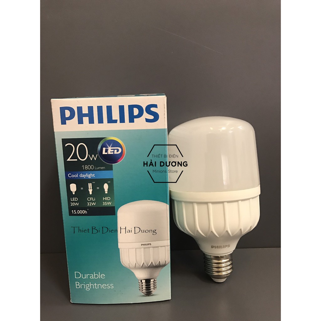 Bộ 6 Bóng đèn Philips LED trụ 20W đuôi E27 230V P45 ánh sáng trắng/vàng - Bảo hành 24 tháng