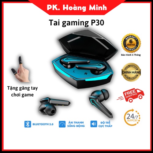 Tai nghe bluetooth gaming P30, chơi game không độ trễ, đàm thoại tốt. Pin dung lượng cao. Có led gam