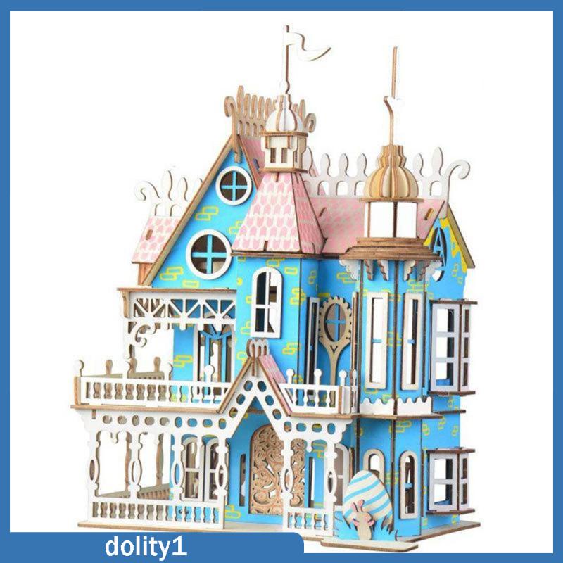 Bộ lắp ráp mô hình nhà villa 3D bằng gỗ DIY cho trẻ em