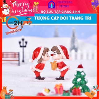 Tượng cặp đôi trang trí Noel để bàn học bàn làm việc hoặc trang trí tiểu cảnh dễ thương - ICO HOME