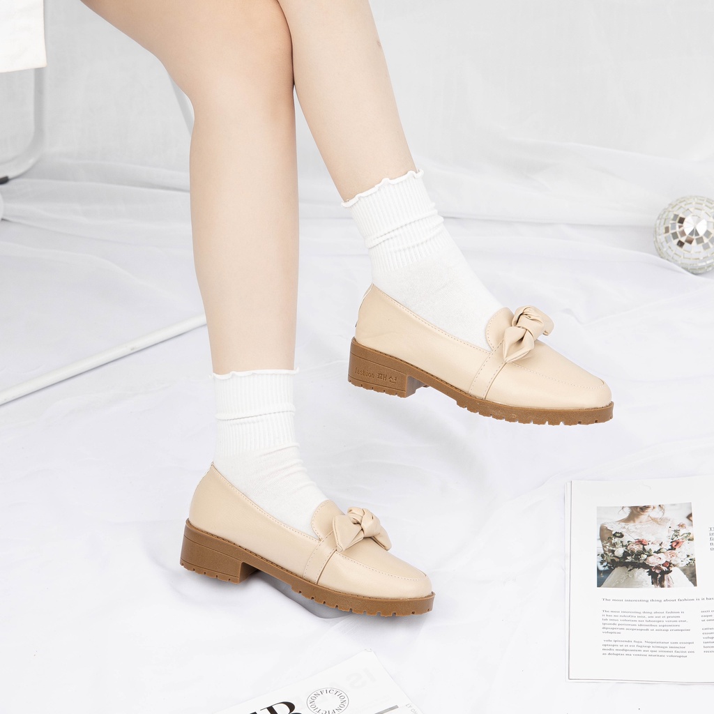 Giày MWC H001 - Giày Oxford Đế 3CM, Oxford Da Đính Nơ Phong Cách Ulzzang Hàn Quốc
