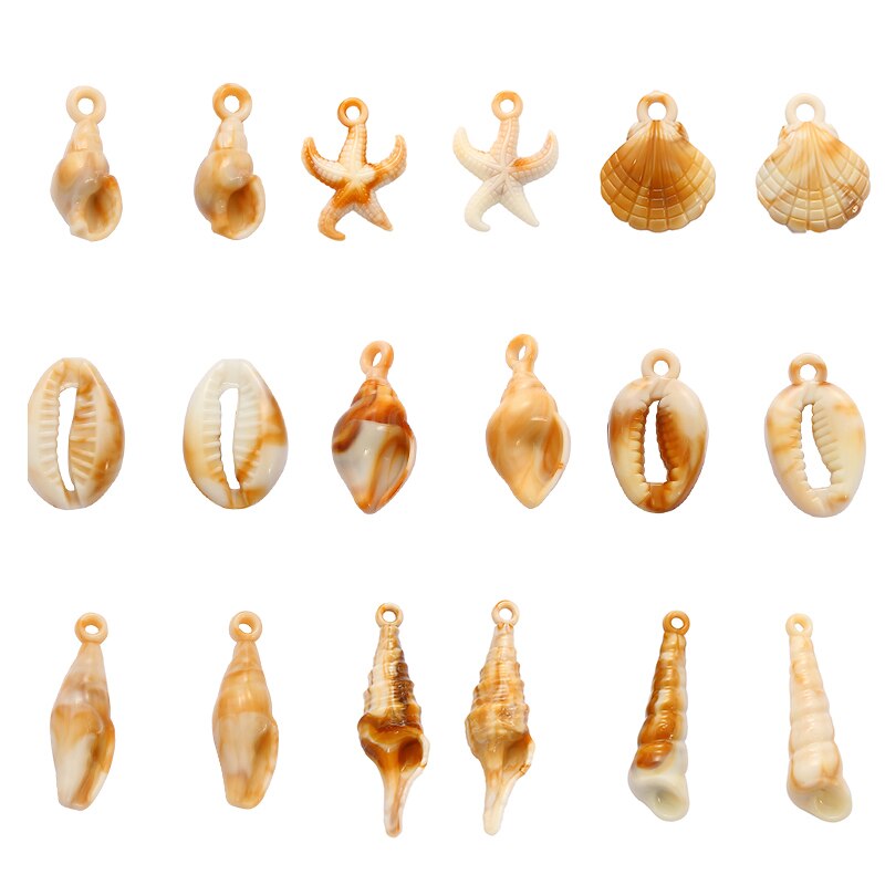 Phụ kiện hạt hình cá ngựa / vỏ sò / sao biển bằng nhựa nhiều kiểu dùng làm trang sức thủ công