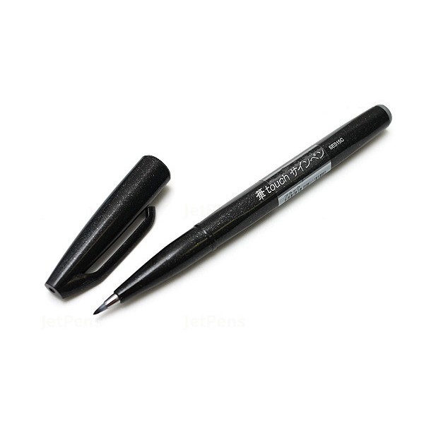 Bút lông đầu cọ viết calligraphy Pentel Fude Touch Brush Sign Pen - Màu đen (Black)