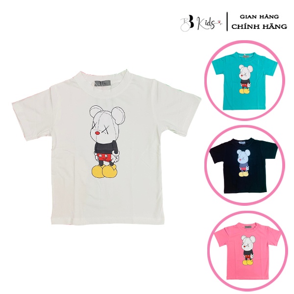 Áo Thun Ngắn Tay Cho Bé BB Kids In Hình Gấu Mắt X Chất Liệu Cotton 100% Co Giãn 4 Chiều