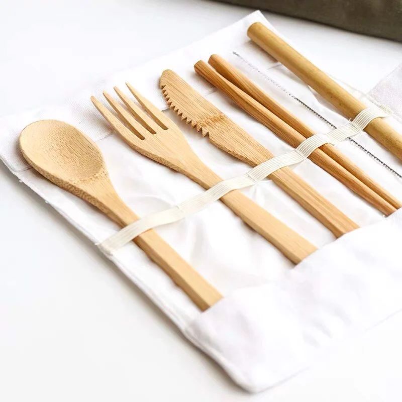 Combo bộ dụng cụ ăn uống gỗ tre Dalat Bamboo - bộ dao thì nĩa dùng cho nhà hàng