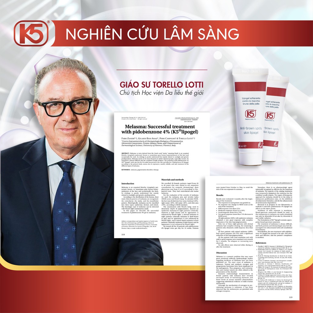 Kem Nám Tàn Nhang K5 Lipogel Hiệu Quả Tốt Nhất Trên Nám Mảng, Sau Sinh, Chân Sâu, Đồi Mồi [CHÍNH HÃNG ITALIA]