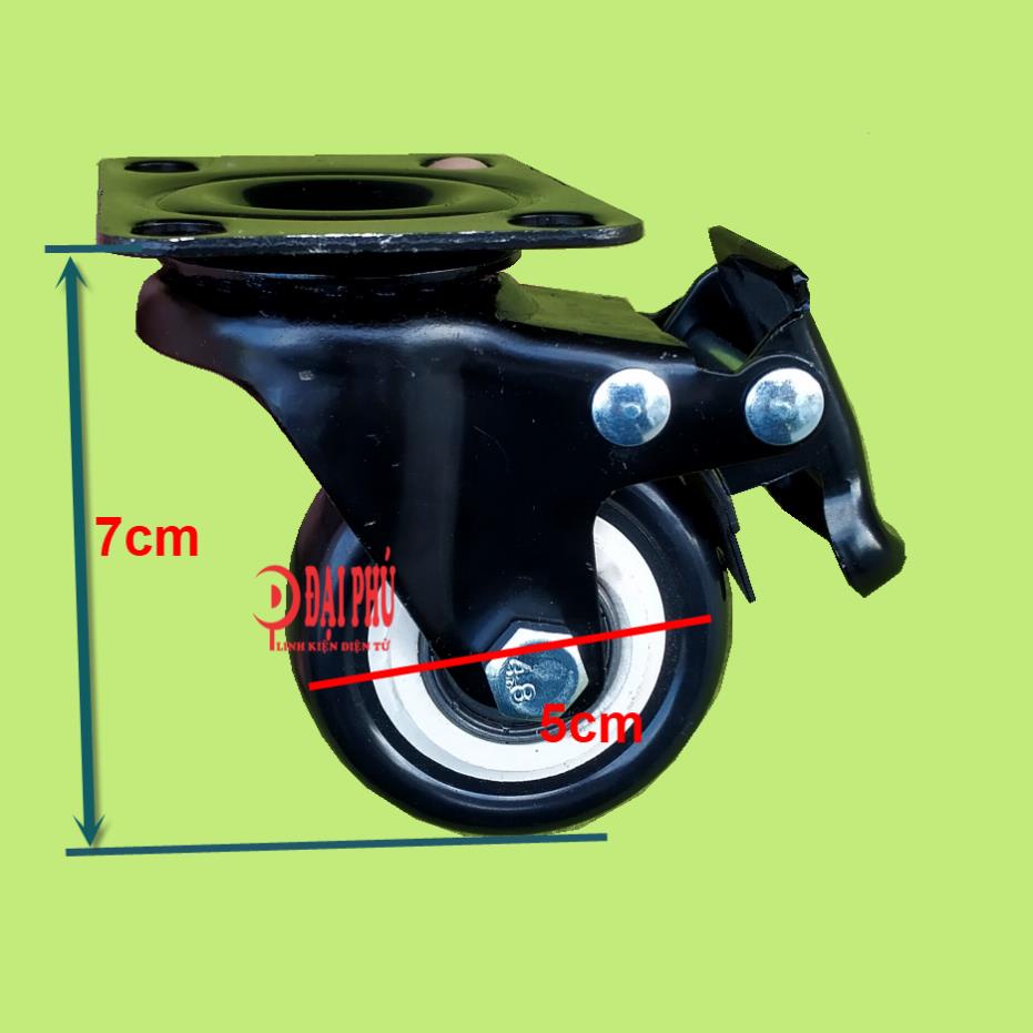 BỘ 4 BÁNH XE LOA KÉO 5CM 2 BÁNH KHÓA VÀ 2 BÁNH KHÔNG KHÓA