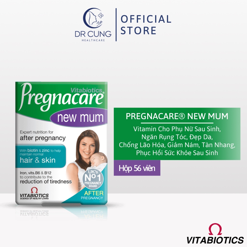 Pregnacare New Mom - Ngăn Rụng Tóc, Chống Lão Hóa, Nám, Tàn Nhang, Vitamin Cho Phụ Nữ Sau Sinh (Hộp 56V) [Chính Hãng]