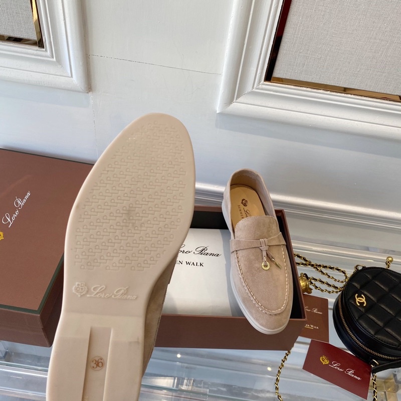 Giày lười da cho nữ thương hiệu Loro Piana da thật cao cấp bản da lộn