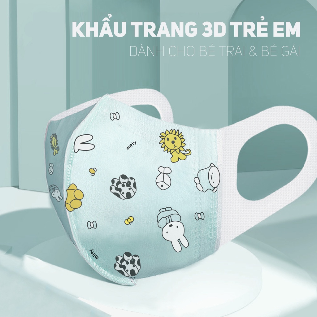 Khẩu trang trẻ em dành cho các bé từ 2-4 tuổi,khẩu trang em bé 3 lớp 3D nhiều hình, dành cho bé trai và bé gái