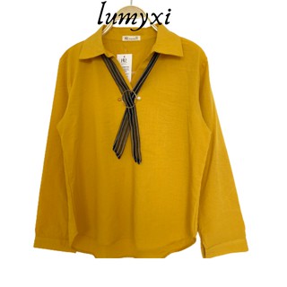 Áo kiểu nữ cột nơ cổ sơ mi tay dài