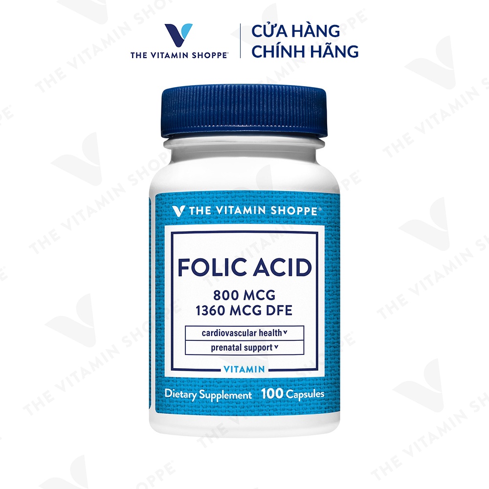 Viên uống bổ sung cho mẹ bầu THE VITAMIN SHOPPE Folic Acid 800 MCG 100/300 viên