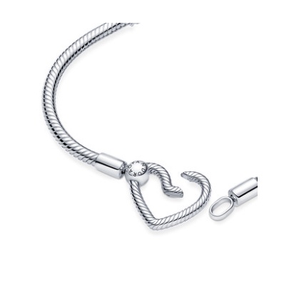 Pandora Vòng Đeo Tay Chuỗi Xương Rắn Có Khóa Trái Tim