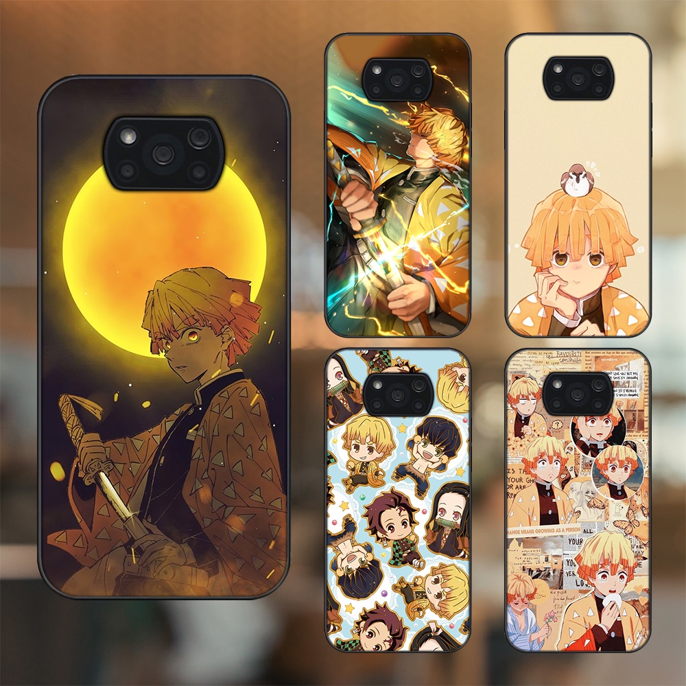 Ốp lưng Xiaomi Poco X3, Poco X3 Pro, Poco X3 NFC viền đen in hình Zenitsu Kimetsu no Yaiba