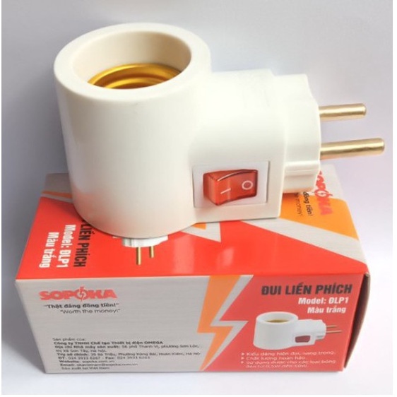 Đui đèn liền phích SOPOKA ĐLP1- Đuôi đèn + phích + công tắt an toàn chắc chắn - SOPOKA ĐLP1