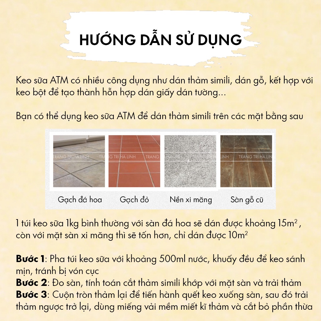 Keo sữa ATM dán tường gỗ giấy thảm simili 1kg - Trang Trí Hà Linh
